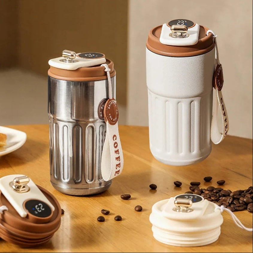 Smart Digital Thermal Bottle Portable Coffee Mug Stainless Steel Water Bottle In-Car Insulated Cup Keep Cold Vacuum Flasks 450ml